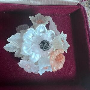 Floral Brooch with White and Pink Accents